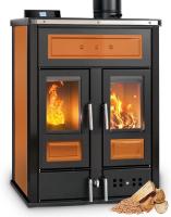 Klover BI-FIRE MID Hybrid Kombi Kaminofen Holz Pellet wasserführend Stahl orange 27,4 kw